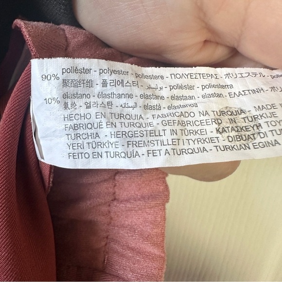 ASOS Bershka Faux Suede Utility Mini Skirt High Rise Belted Mauve Pink Women's L - Picture 5 of 6